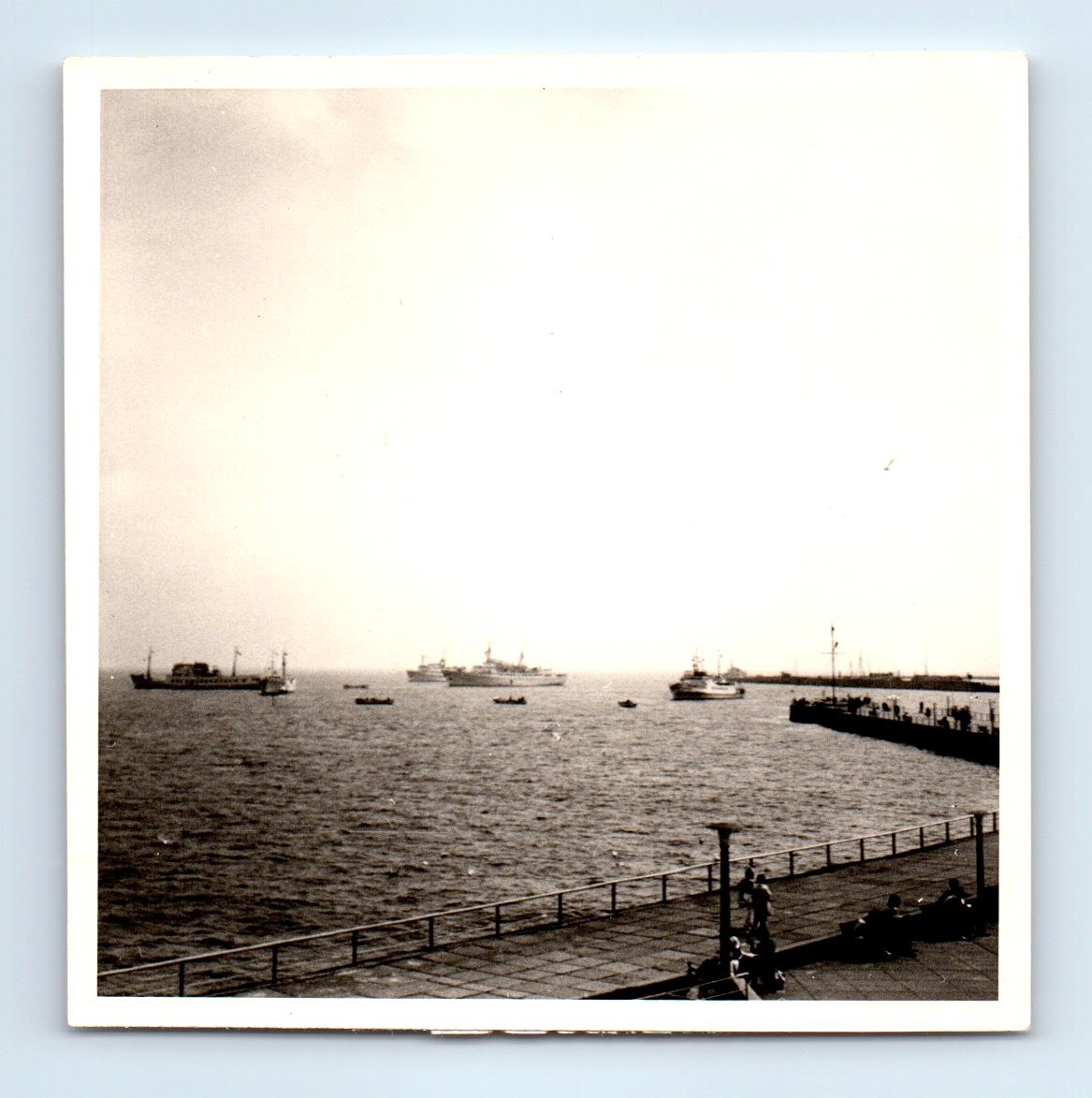 Old Vintage Square Photo HAIFA HARBOUR PALESTINE SS LAURENTIC SHIP 1930S