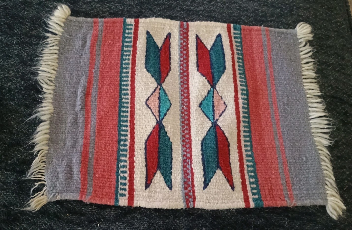 Native American ,Southwestern Hand Woven Small Rug Pre-owned 15 X 15