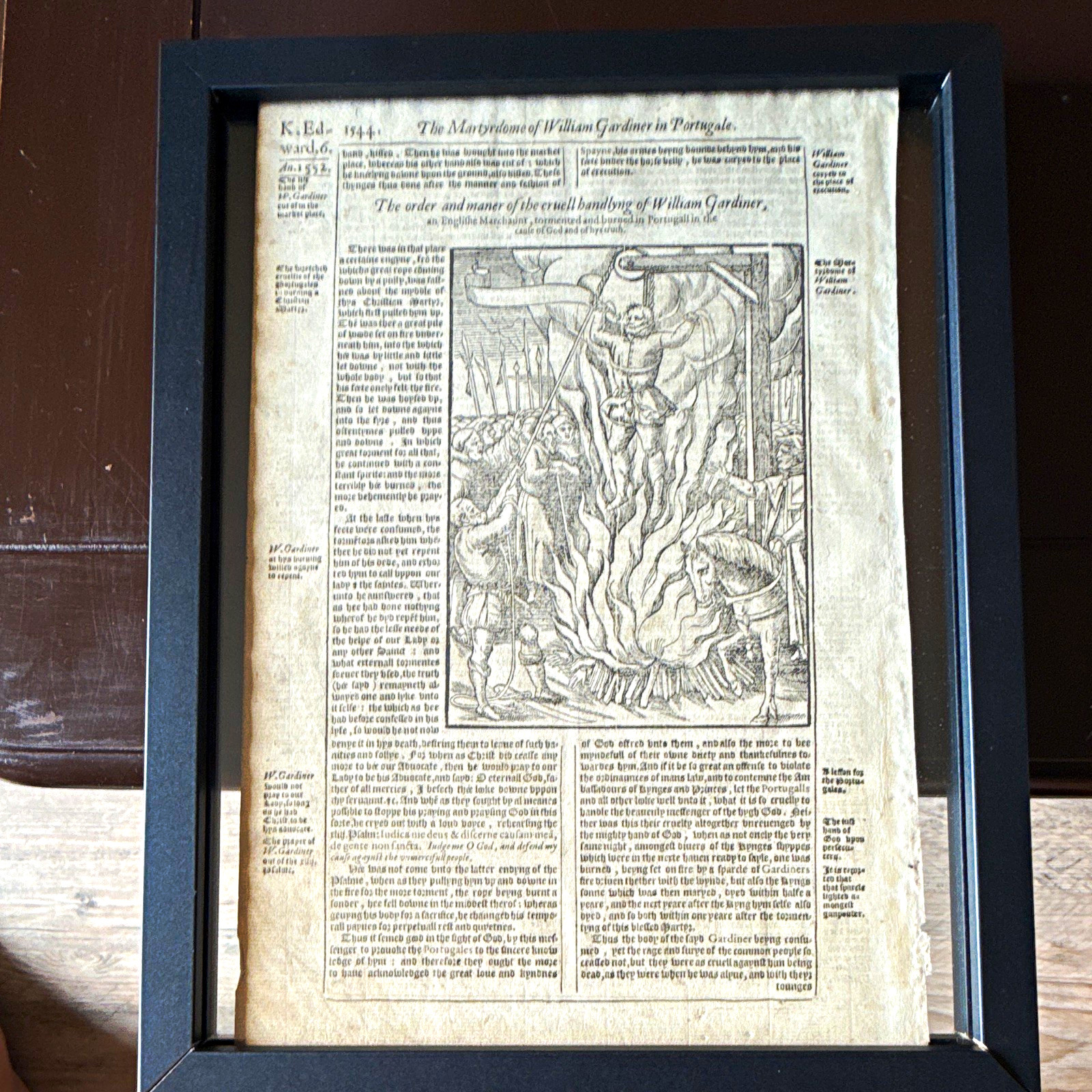 Framed Antique Printed Broadside Page 