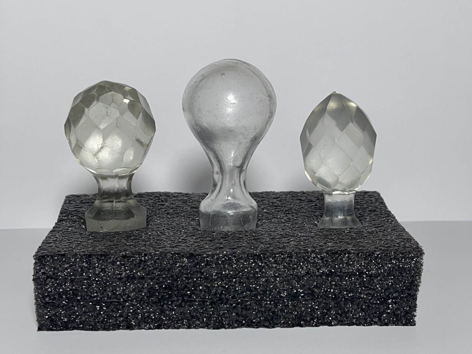 Pre-1900s Antique Glass Bottle Stoppers. Collection 3 pieces.