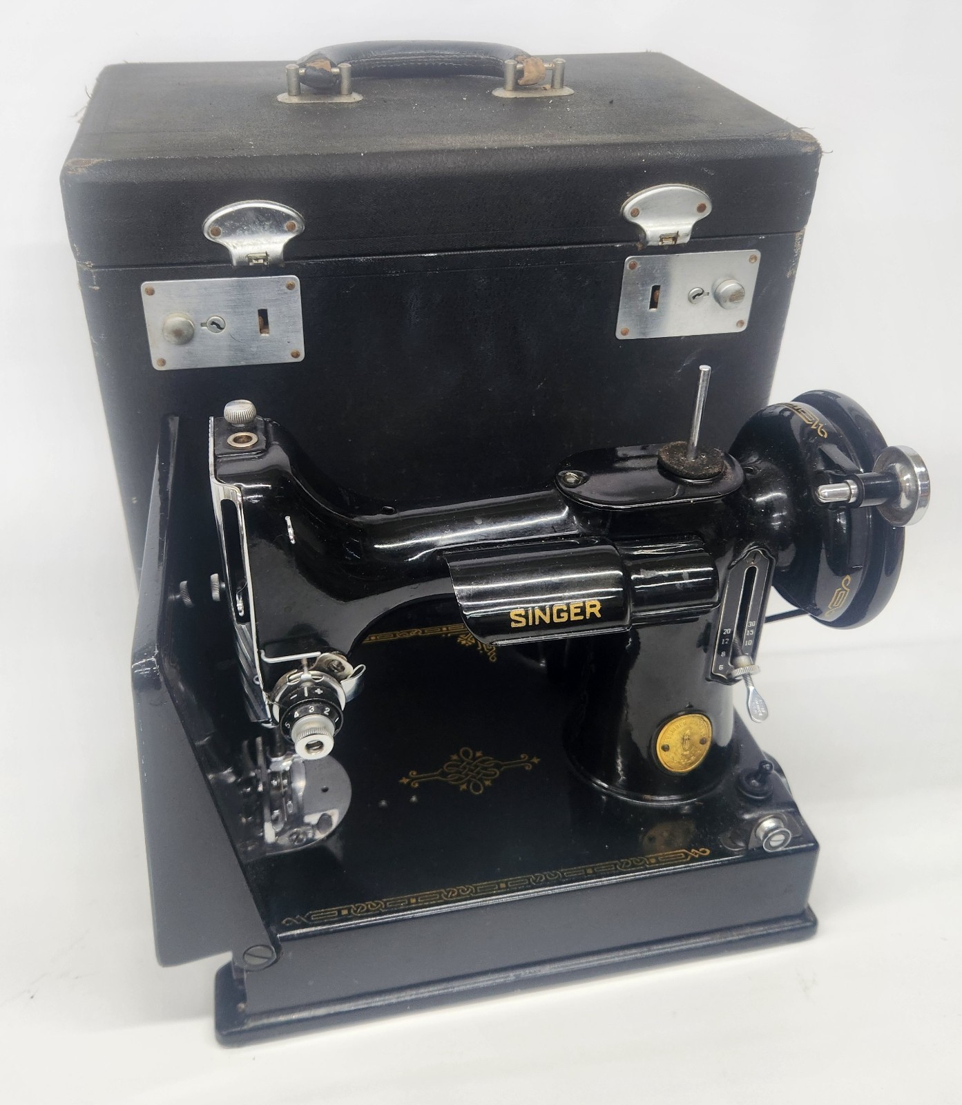Vintage Singer Featherweight Sewing Machine 221-1 Black 1948 Portable