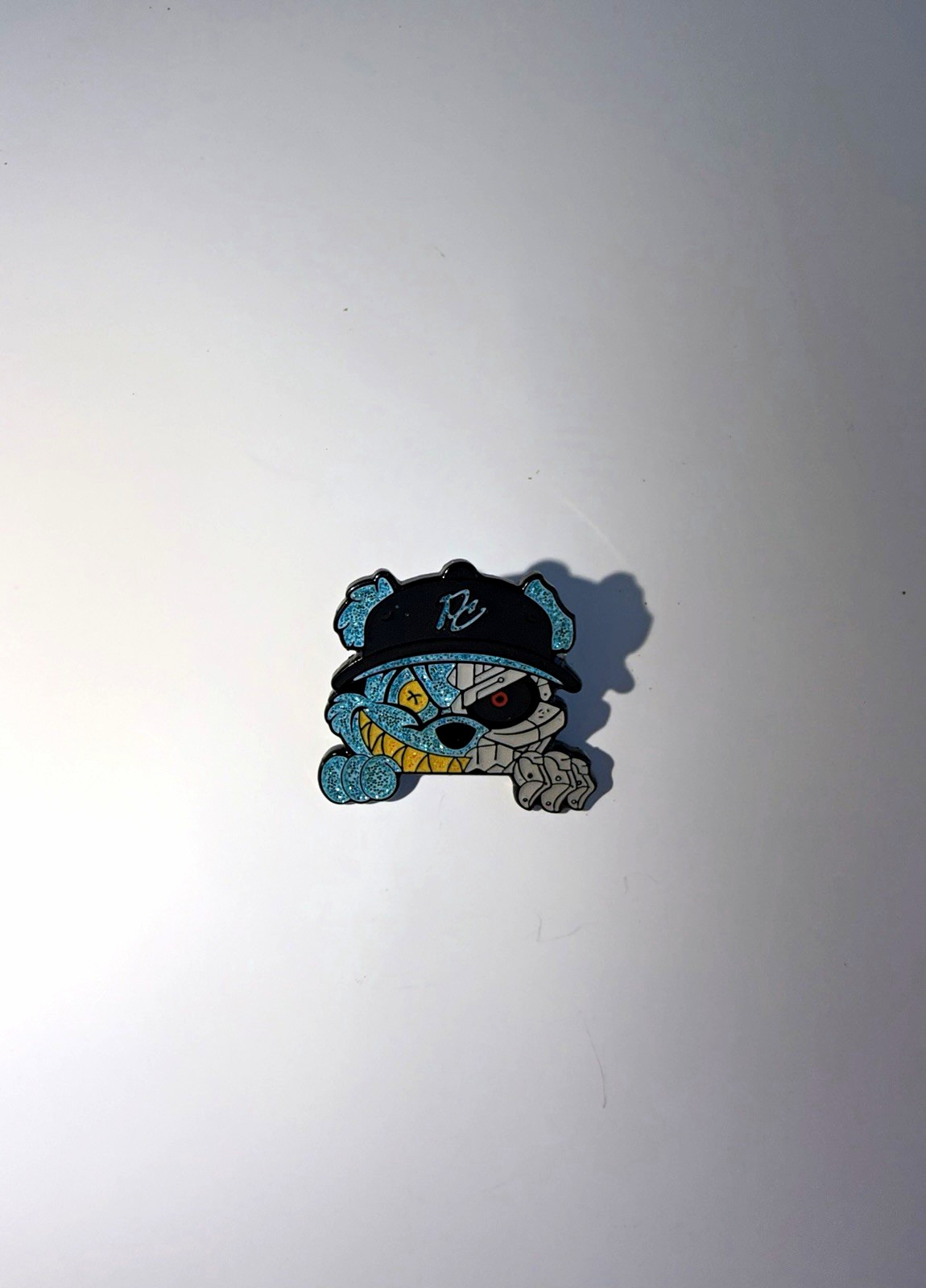 PinzCity Blue ScareBear peaker pin Pinback enamel glitter