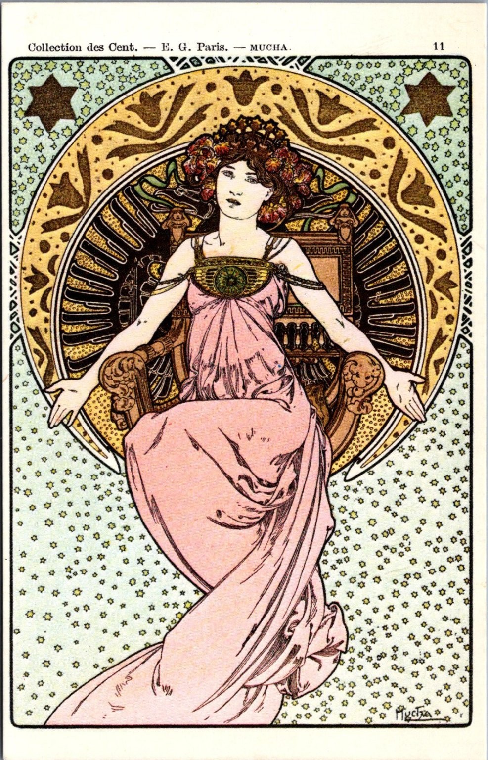 Alphonse Mucha Art Nouveau Woman 1902 Print Postcard 1978 Ltd Ed 00919/1000