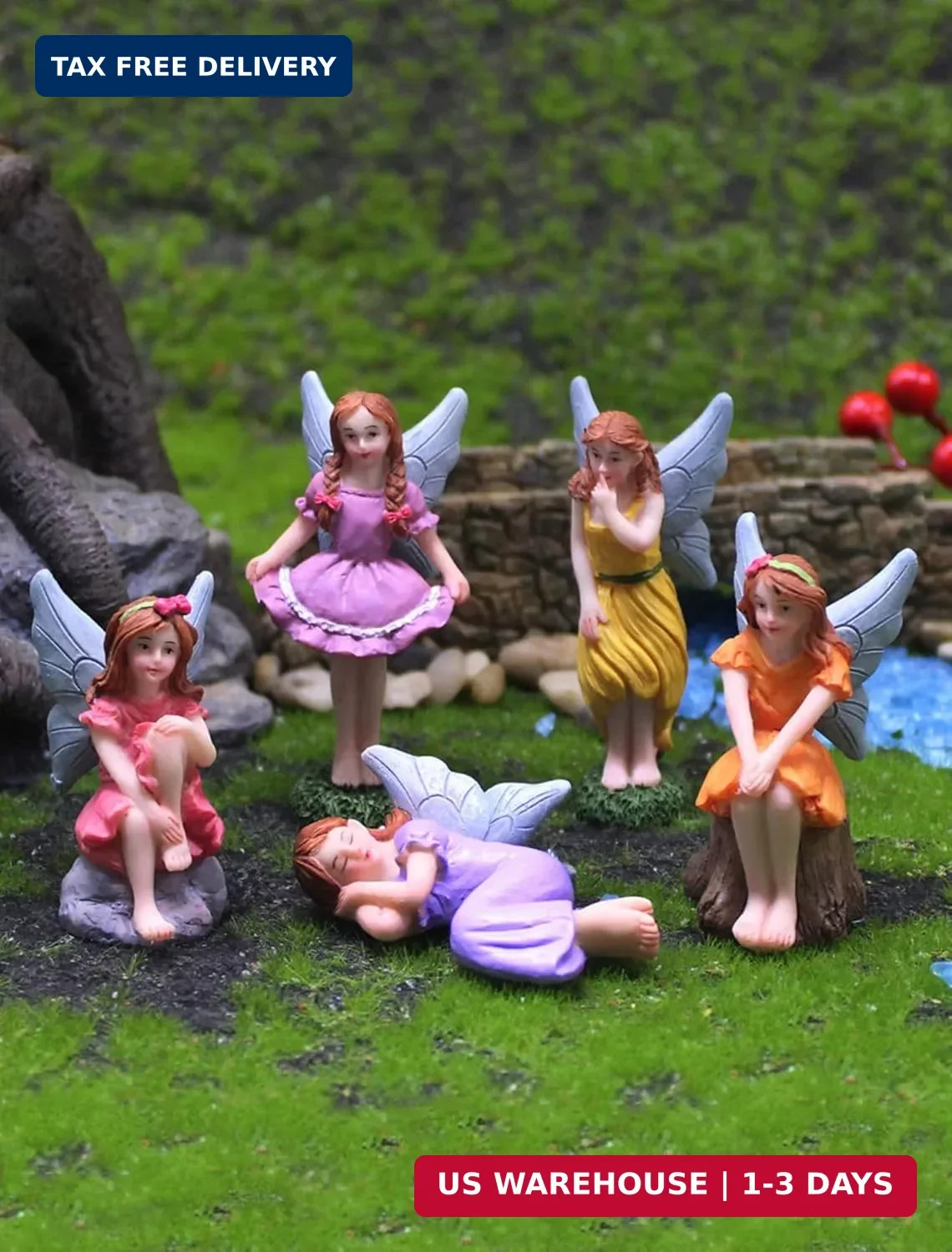 Miniature Fairy Garden Figurines 5Pcs, Small Flower Fairies Ornaments Resin Mini