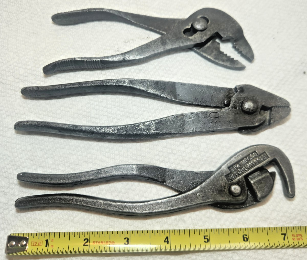 3 Pair Vintage Antique Pliers U.S. Zim Harrold Unique Tools Use or Collect
