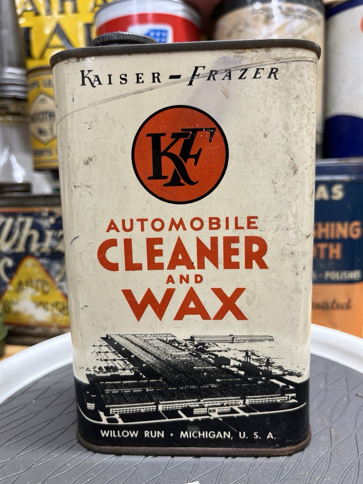 Vintage Kaiser - Frazer Auto Wax Can  - Full