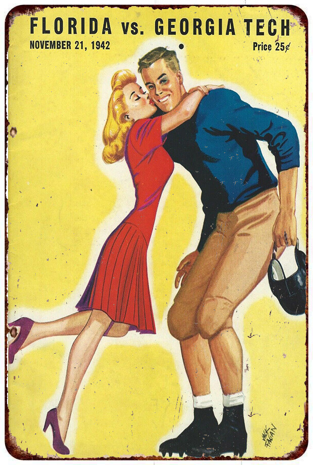 1942 Florida - Georgia Tech Gameday Football Program Reproduction Metal sign