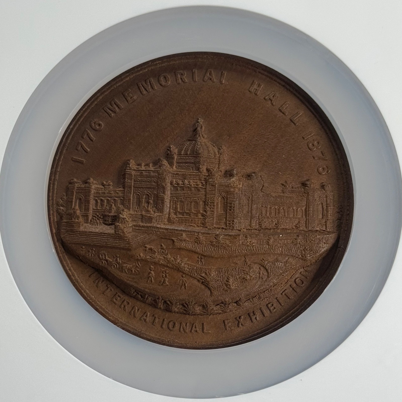 1876 Centennial Exposition Memorial Hall Wood Medal 76mm NGC MS65 Philadelphia