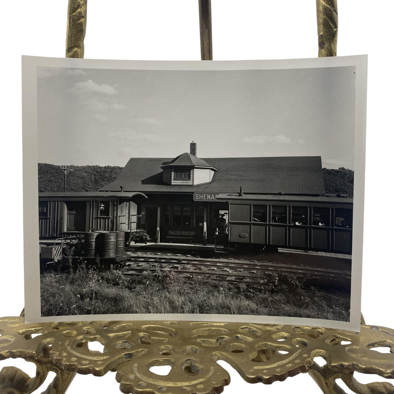 Vintage C&O Railroad Passenger Train Station Depot Photo 4x5 B&W Gelatin Orig
