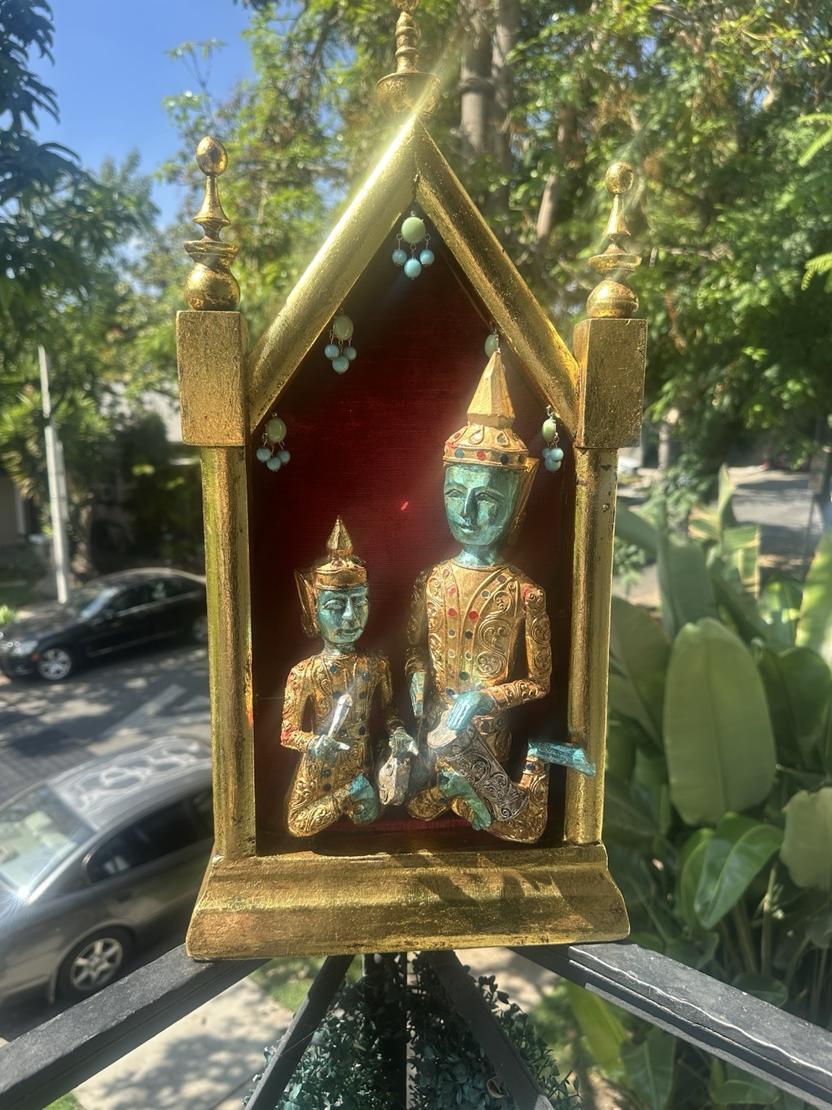 Vintage Thai Musicians In Vintage Gilt Shrine Wall Hanging Vintage Thai Musicians In Vintage Gilt Shrine Wall Hanging