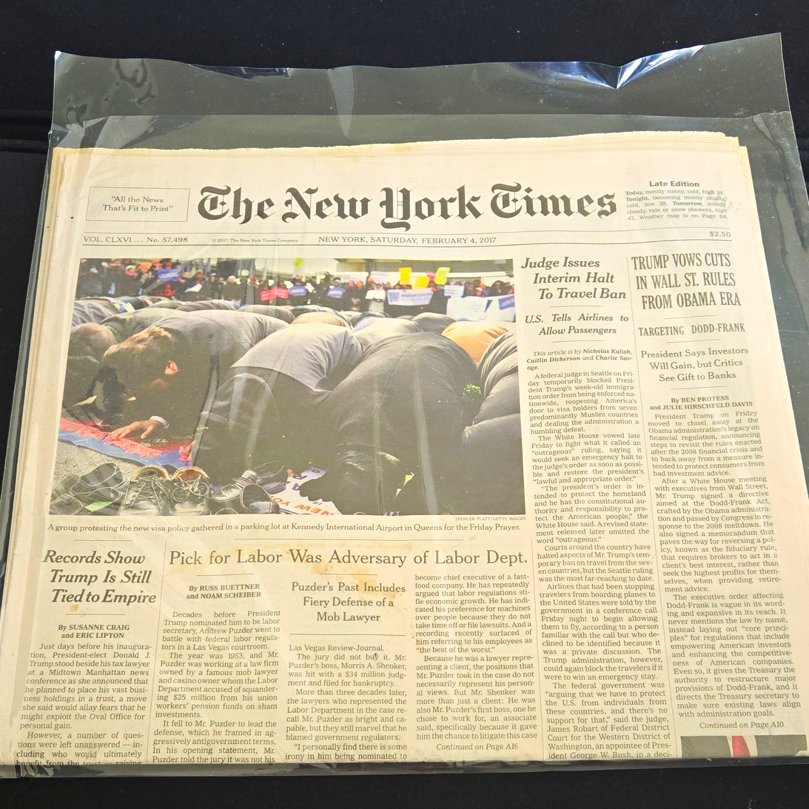 The New York Times Newspaper Late Edition Saturday February 4, 2017