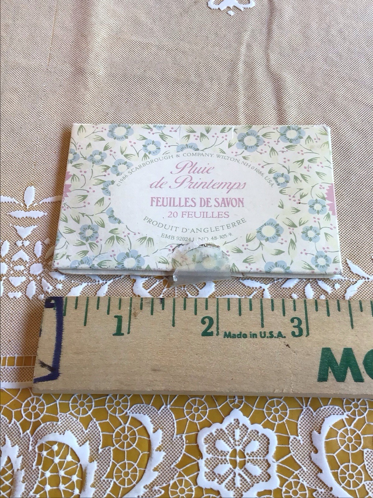 RARE Vintage Scarborough & Co Pluie de Printemps Spring Rain Soap Sheet Leaves