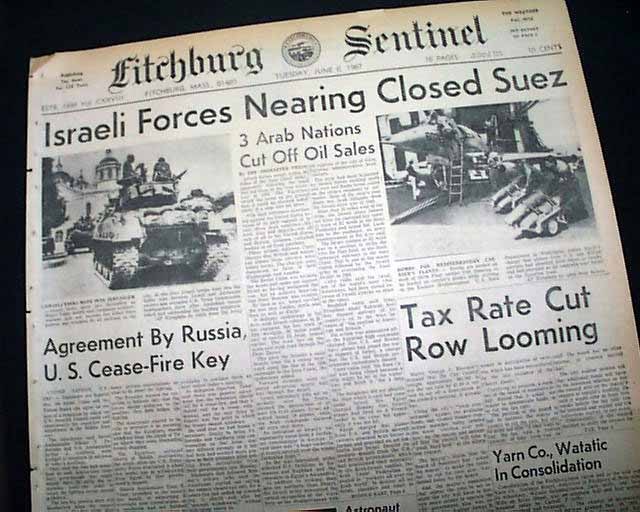 SIX-DAY WAR Arab-Israeli Palestine Conflict Jerusalem Jews BEGINS 1967 Newspaper
