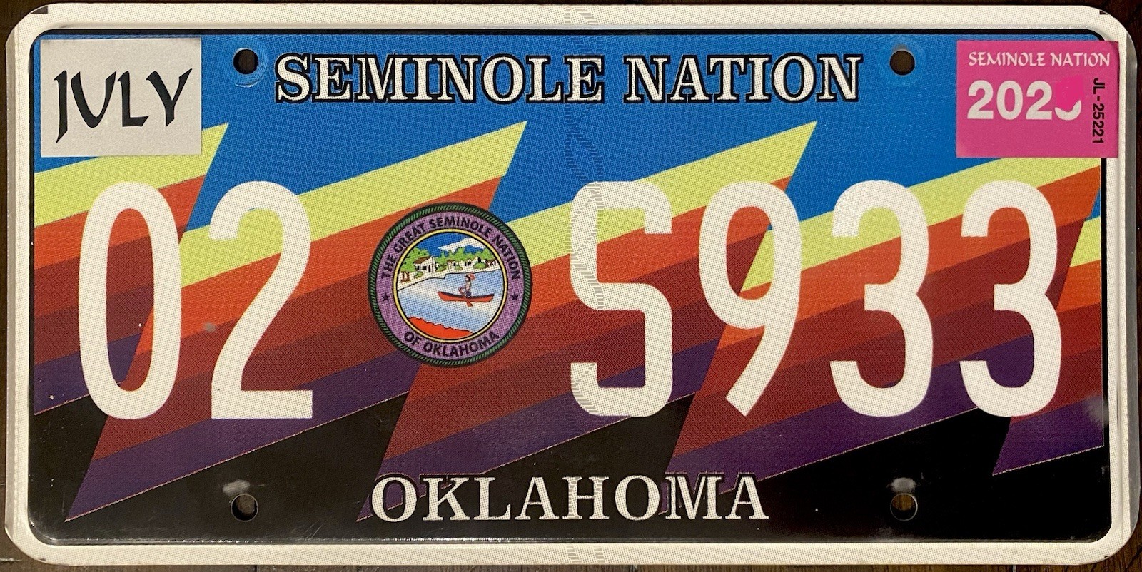2020 ‘s Seminole Nation OKLAHOMA Tribe, Tribal, Indian License Plate