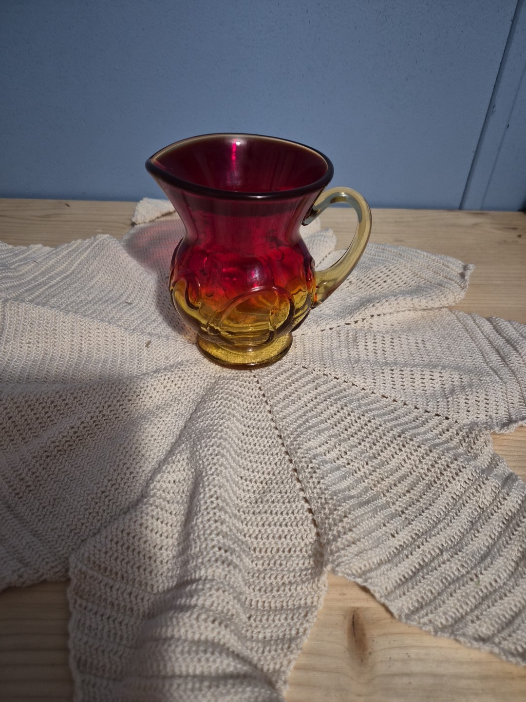 Vintage Amberina Hand Blown Glass 5 Inch Pitcher