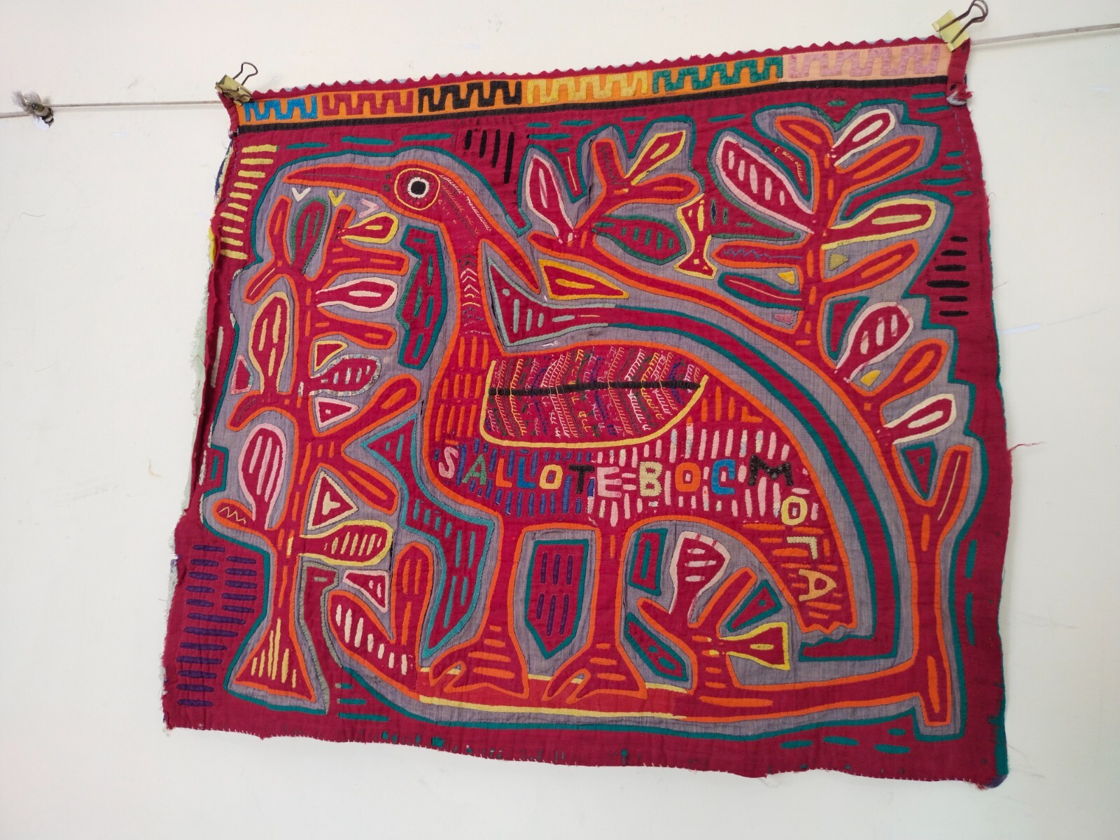 Vintage fabulous Mola Panama Kuna applique embroidery wall hanging item634 Vintage fabulous Mola Panama Kuna applique embroidery wall hanging item634