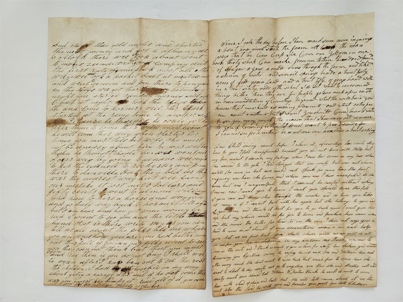 1844 antique HANDWRITTEN LETTER CALIB E TUCKER gloucester ri POOR SPELLING ny