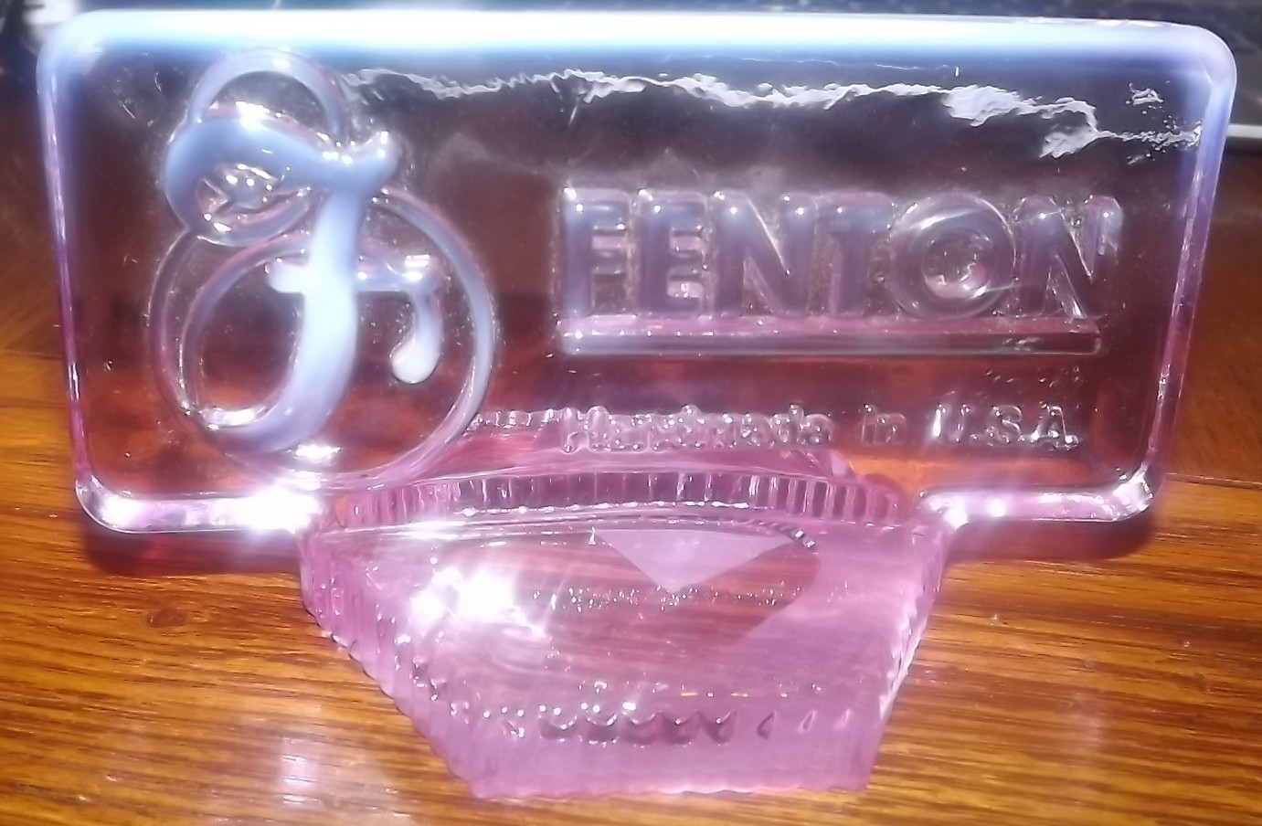 Fenton French Opalescent Pink Logo Dealer Display Sign