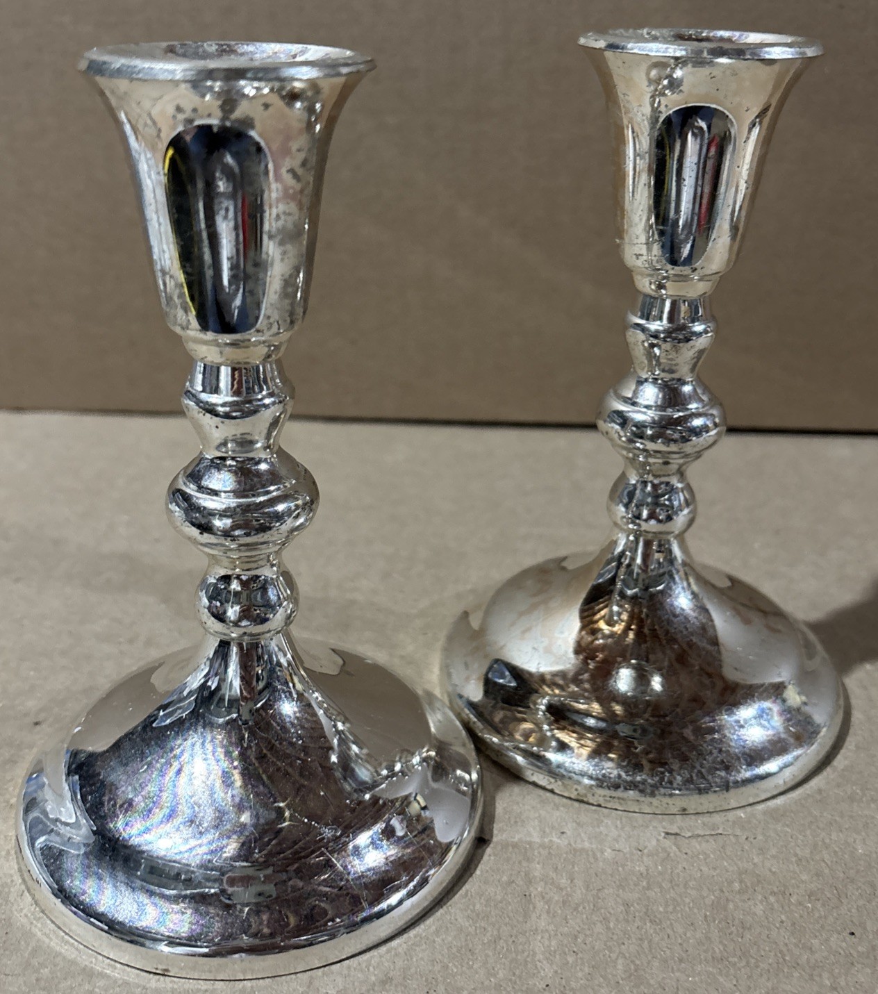 Vintage Silverplate Candlestick Holders Pair Japan Tarnish Resistant 6.5\