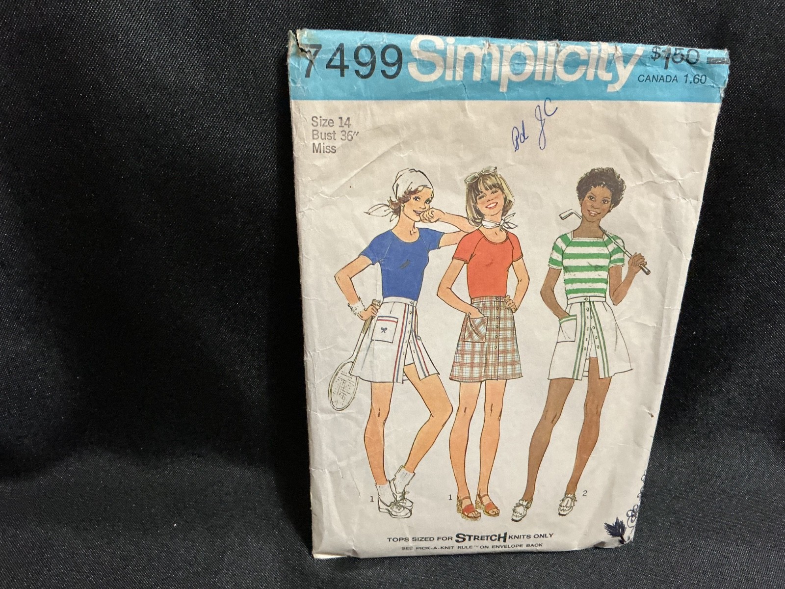 Vintage Simplicity 7499 Tennis Top & Pantskirt Size 14 Bust 36” CUT