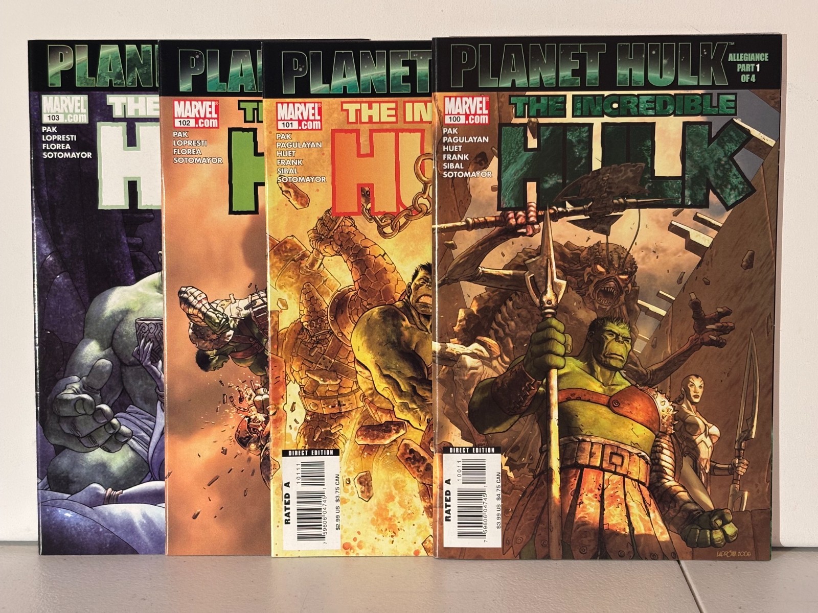 INCREDIBLE HULK 100 101 102 103 - 2007 - PLANET HULK - ALLEGIANCE - Complete  NM
