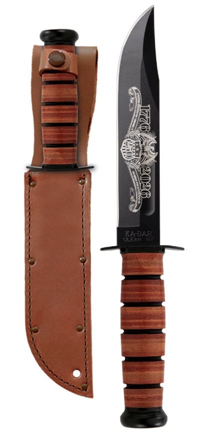 Ka-Bar 1320USA 250TH USA Commemorative 1095 Cro-Van Blade Leather Sheath