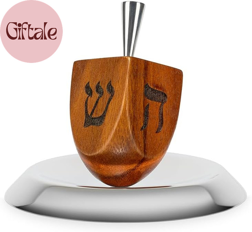 Nambé Unity Dreidel Hanukkah Judaica Acacia Wood Base Holiday Decor