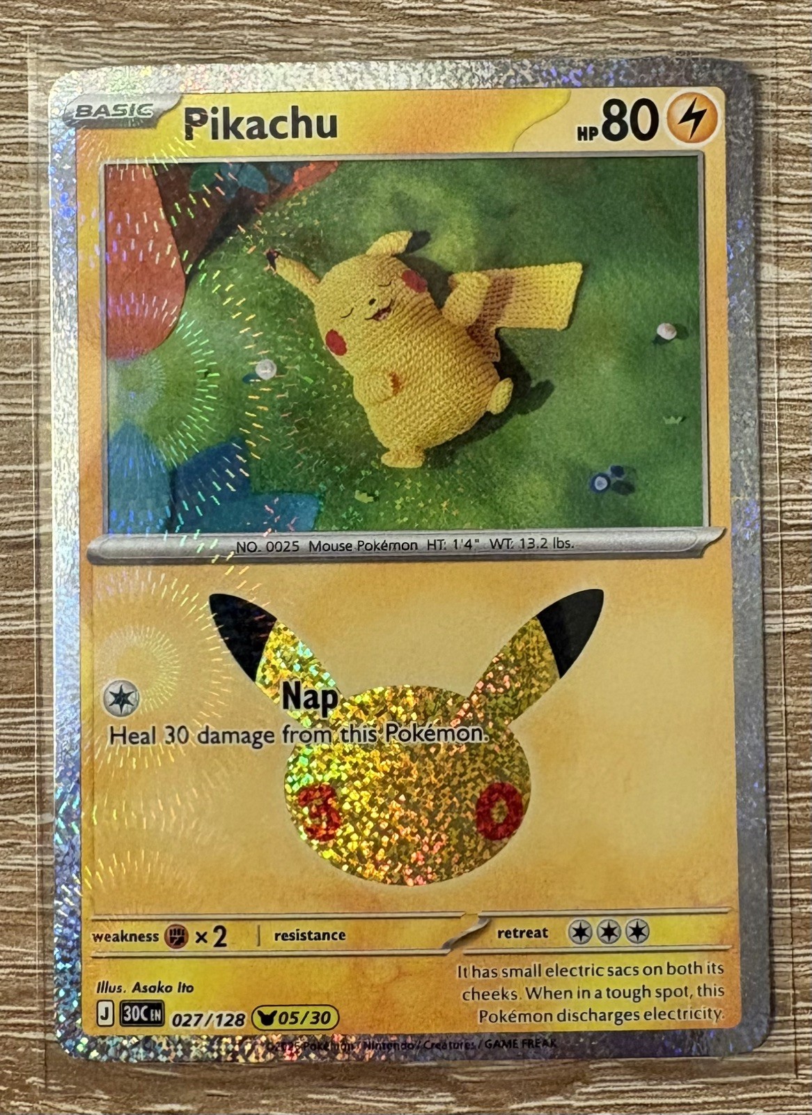 Pokémon Pikachu 027/128 05/30 ME: 30th Celebration Holo English