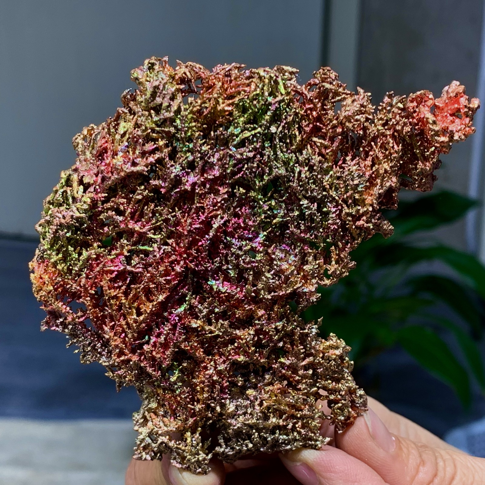 195G Rare iridescent Native Copper crystal mineral specimen