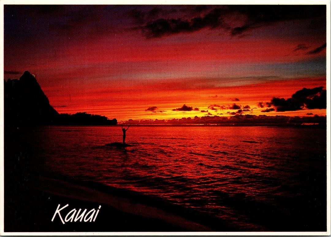 Bali Hai Kauai Beach Sunset Mountain Profile Of South Pacific HI Hawaii Postcard