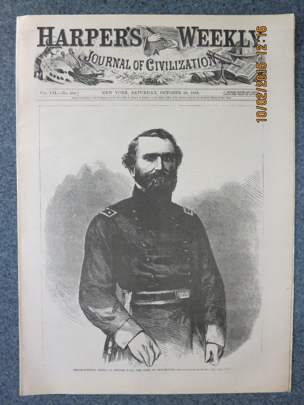 18631010 Harper's Weekly REPRINT October 10, 1863