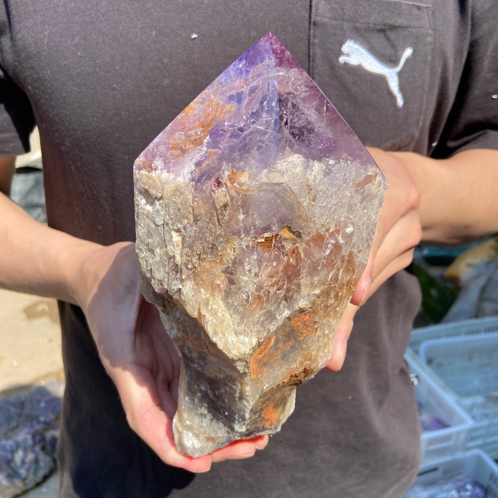 6lb Natural amethyst top polished point rough backbone crystal specimen