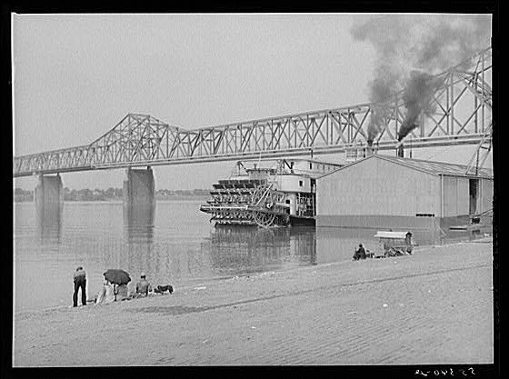 Photo:Louisville Kentucky 1940s Ohio River Bridge Steamboat Riverfront FSA