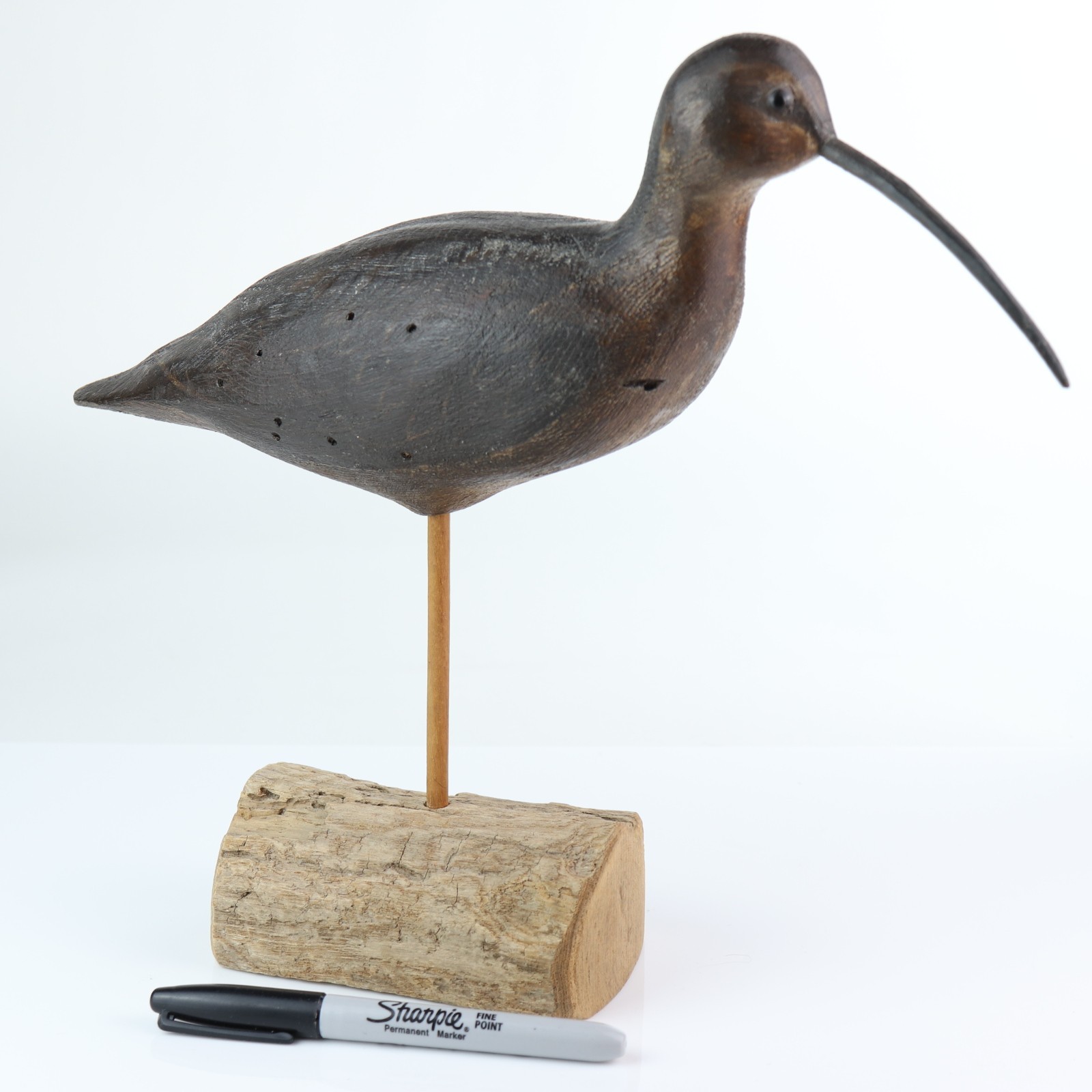 Robert Bob GUGE Signed Shorebird Carving 2003 – Driftwood Wildlife Art - 14\