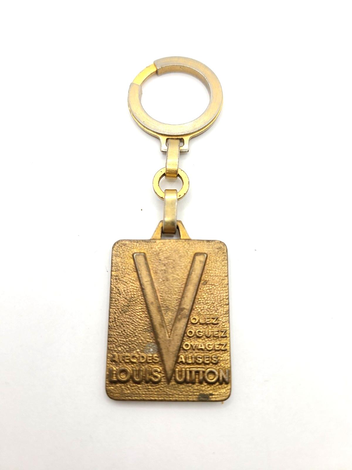 VTG LOUIS VUITTON Key ring holder chain Bag charm AUTH Monogram plating LV Gold