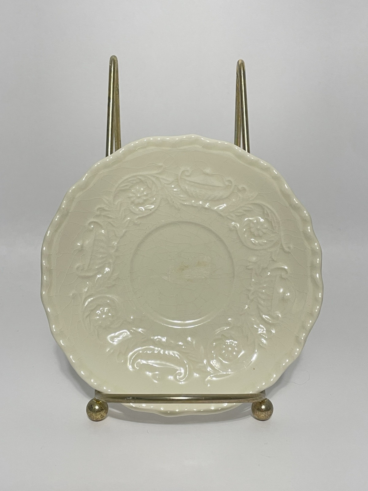 Small Decorative Ceramic Saucer Plate, Adam Antique By Steubenville