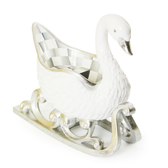 Brand New Mackenzie Childs Crystal Palace Swan Sleigh Figurine Orig. $349.00