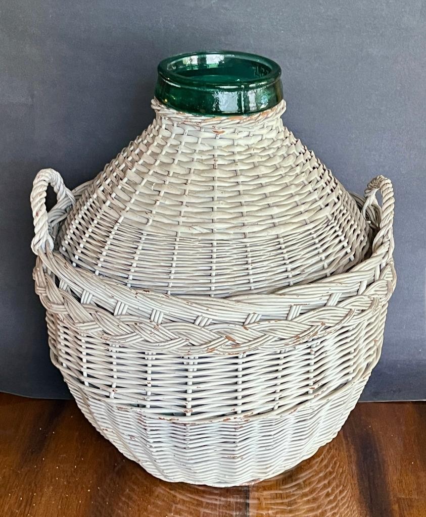 Vtg VIRESA CARBOY Bottle Wicker 5-Gal. Glass Demijohn 16½\