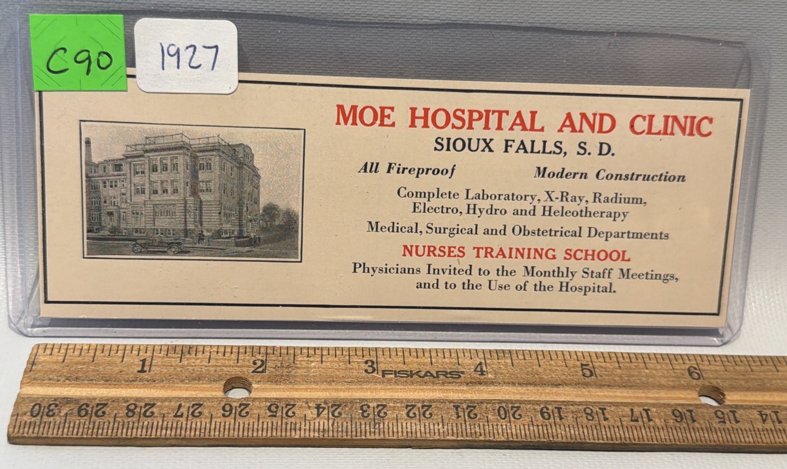 Atq 1927 Moe Hospital & Clinic Nurse Training School Sioux Falls South Dakota AD