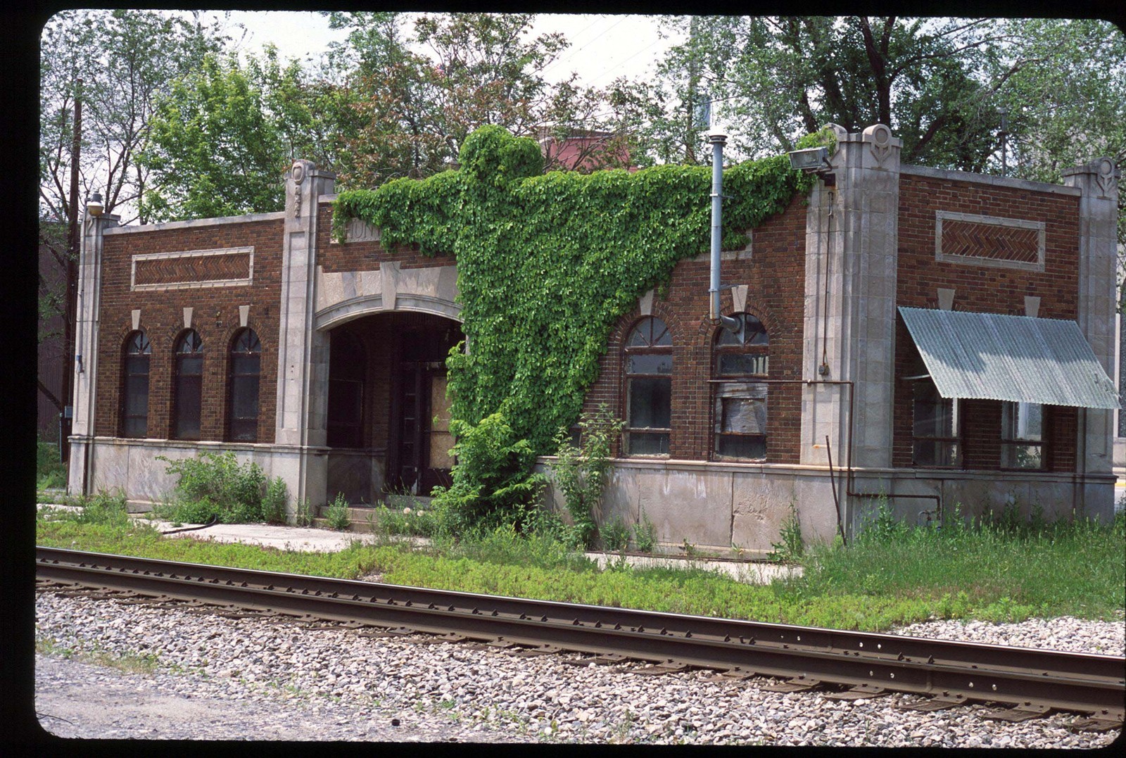 Original Rail Slide - WAB Wabash Station Huntington IN no date - NON Kodak Film