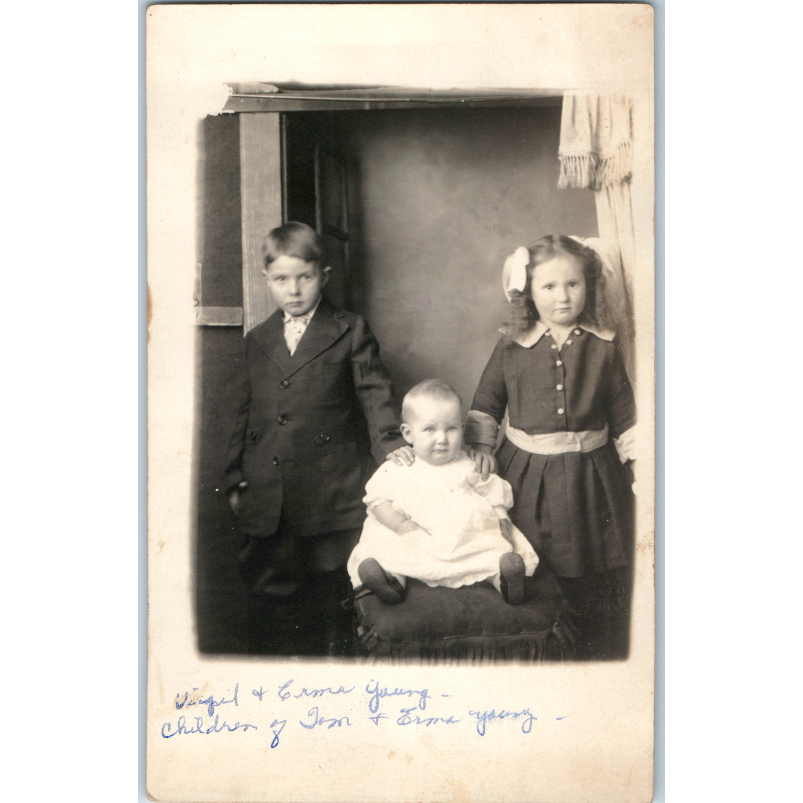 ID\'d Virgil Erma Young Children RPPC Postcard Moonlight Studio Oklahoma City OK ID\'d Virgil Erma Young Children RPPC Postcard Moonlight Studio Oklahoma City OK