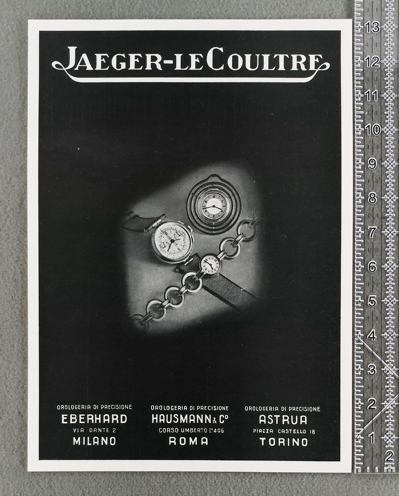 1937 Jaeger-LeCoultre Chronometer Watch & Bracelet Watch Original Vintage Ad