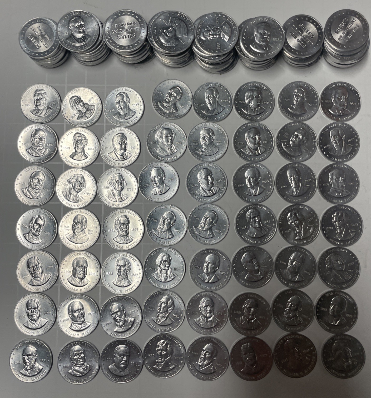 Vintage Over 130 -  1968 Shell Gas Station Mr President Game Coins - Duplicates