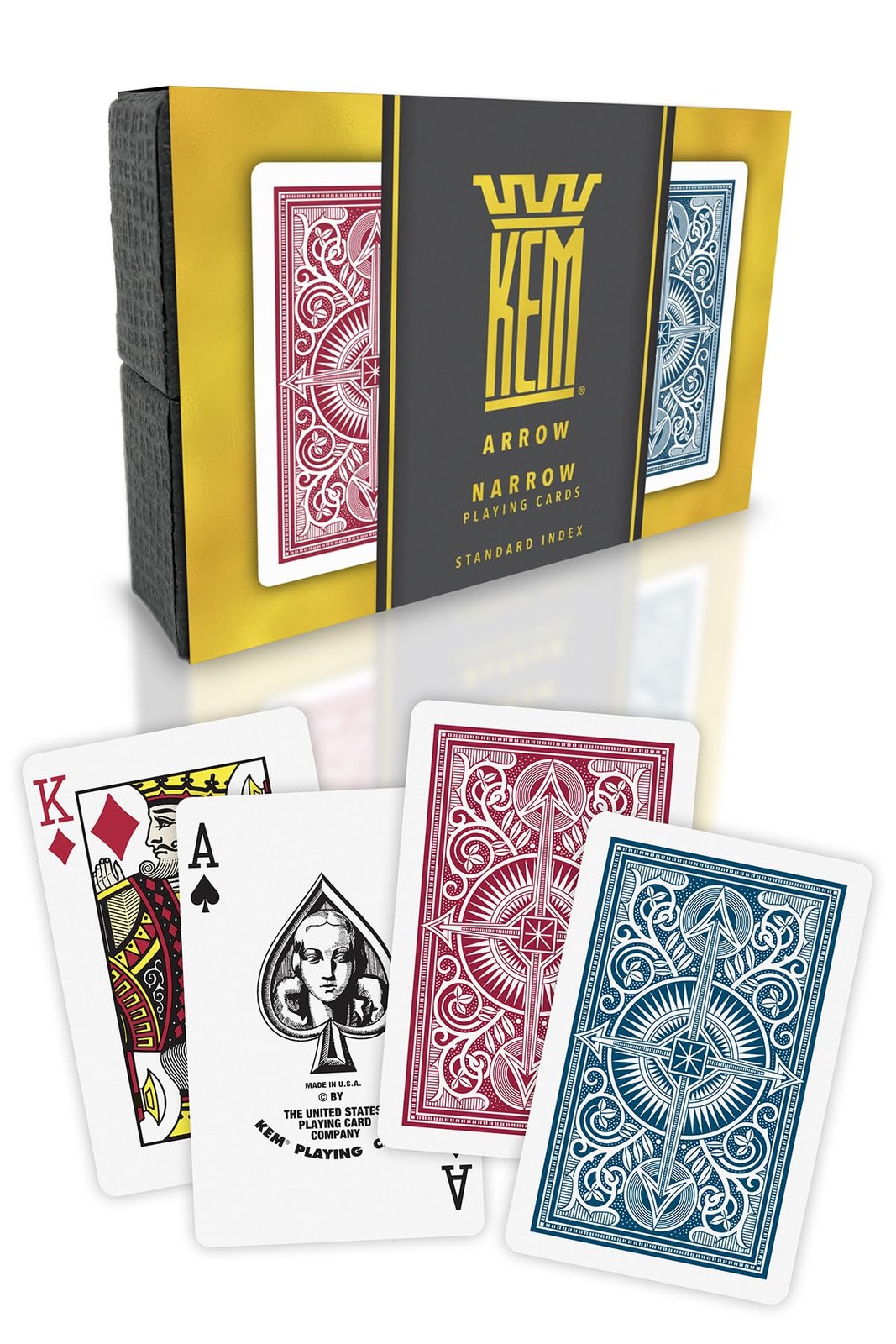 KEM Arrow Red and Blue Plastic Playing Cards, Standard Index, Bridge Size, Pr
