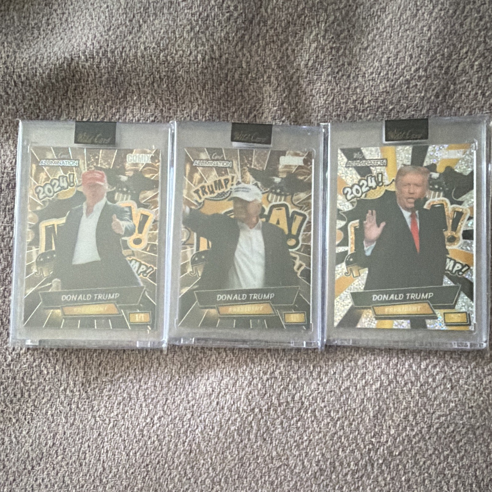 2024 Wild Card Alumination Donald Trump Hologram Card Lot (3) ACBM/ACGM 1/1