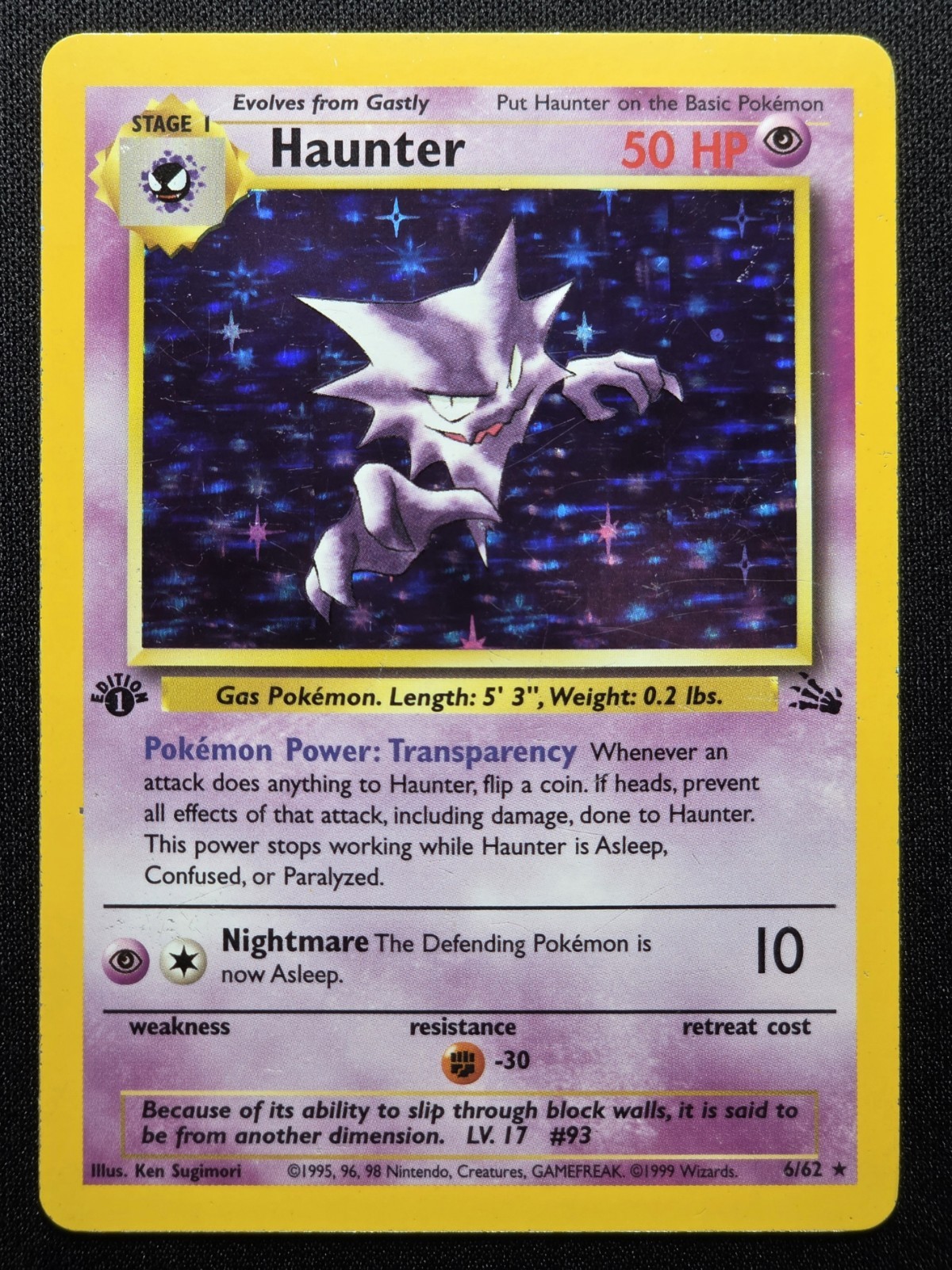 ✨️1st Edition✨️ Haunter Holo Fossil, 6/62 Vintage Pokemon Card