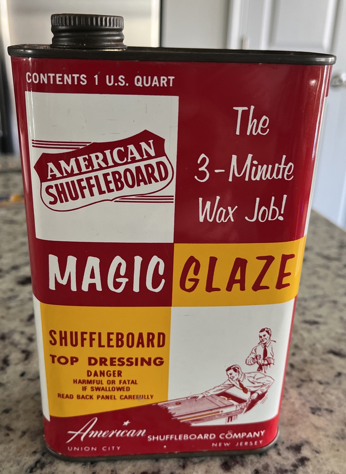 1950s Vintage American Shuffleboard Table Magic Wax Glaze Tin Union City NJ Can