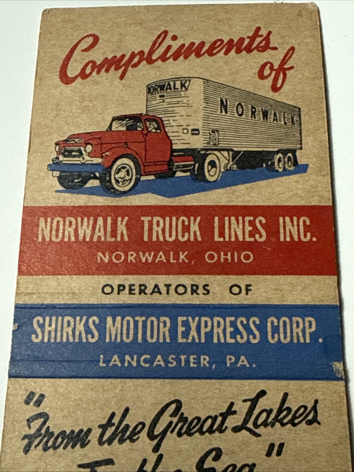 Norwalk Truck Lines Inc Ohio Trucking Shirks Motor 1940s Matchbook Cover Vtg Norwalk Truck Lines Inc Ohio Trucking Shirks Motor 1940s Matchbook Cover Vtg
