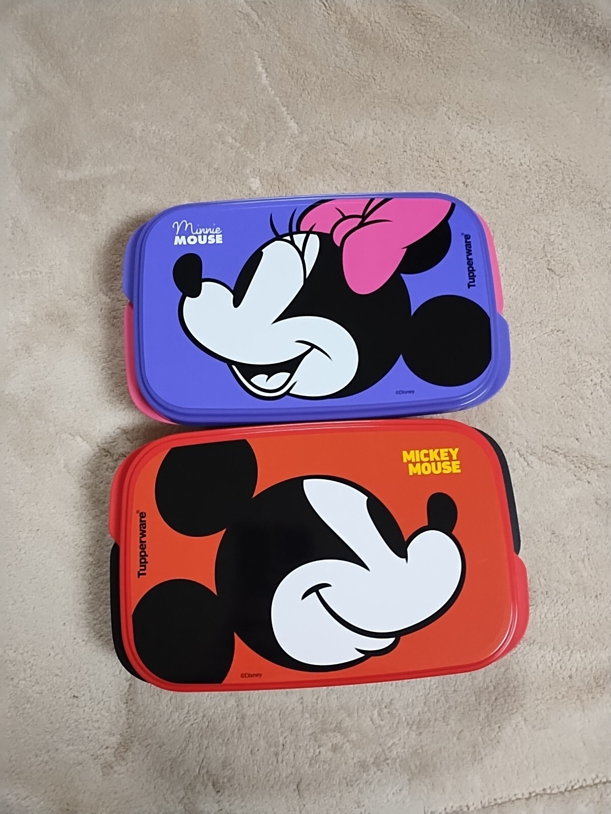NEW Tupperware Disney Set Of 2 Mickey & Minnie Slim Lunch Containers With Insert