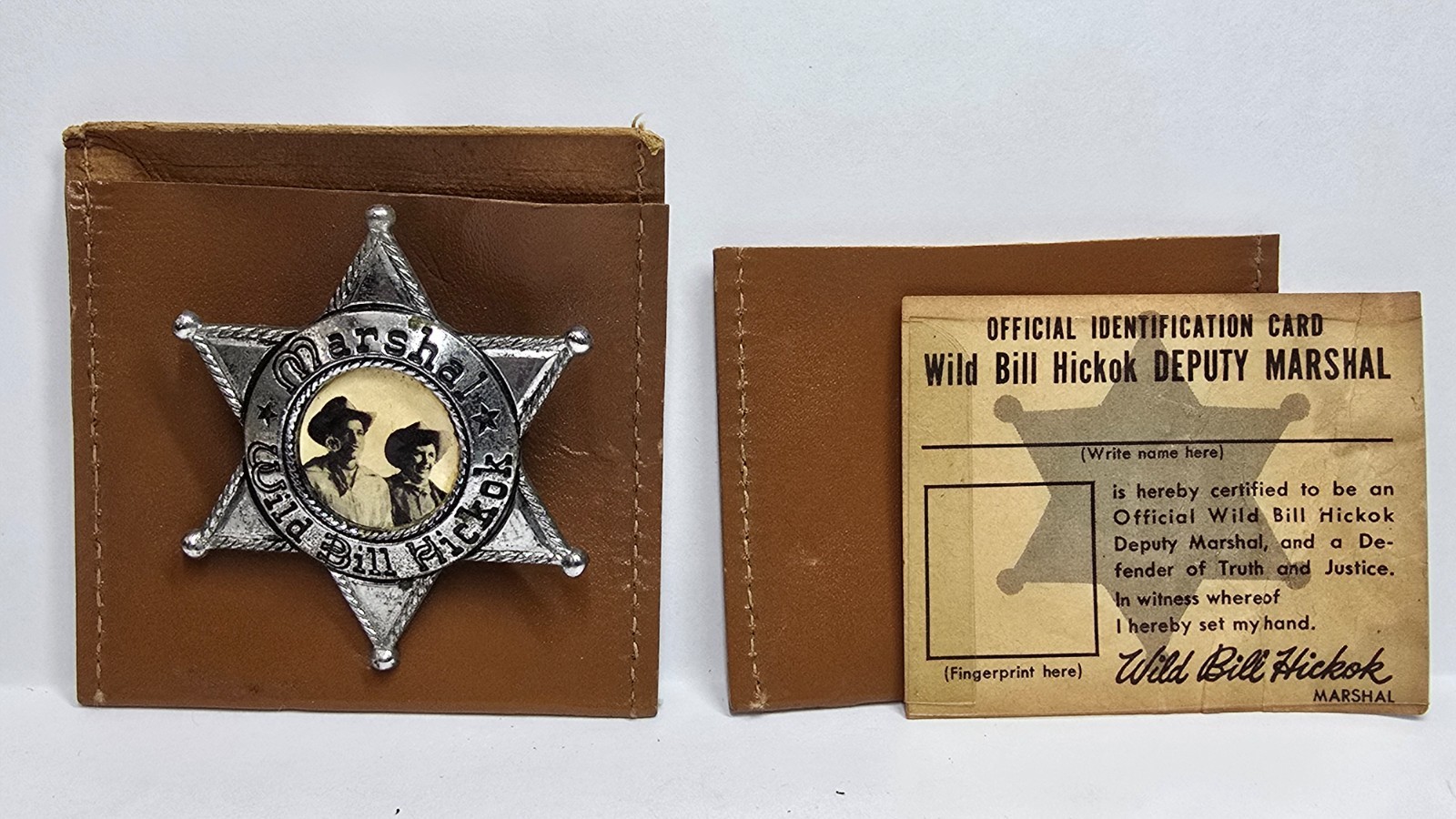 Very Rare Vintage Wild Bill Hickok Deputy Marshal Badge with ID Card & Wallet Very Rare Vintage Wild Bill Hickok Deputy Marshal Badge with ID Card & Wallet